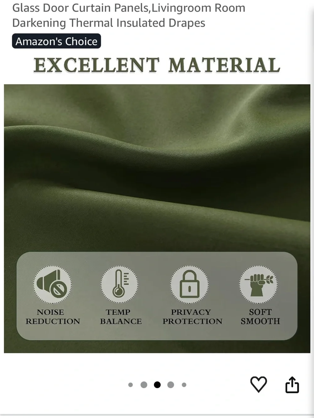 6 panels 50”x90” Olive Green Window Curtain Panels - Brand: